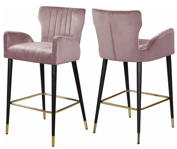 Cambridge Counter Stool S/2 Blush With Black and Gold Base