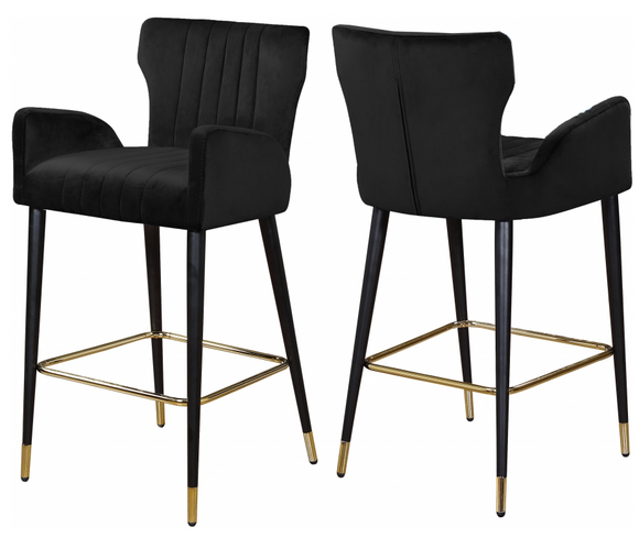 Cambridge Counter Stool S/2 Black With Black and Gold Base