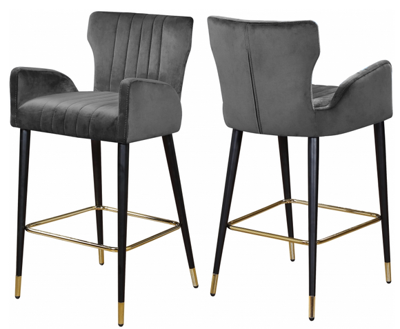 Cambridge Counter Stool S/2 Grey With Black and Gold Base