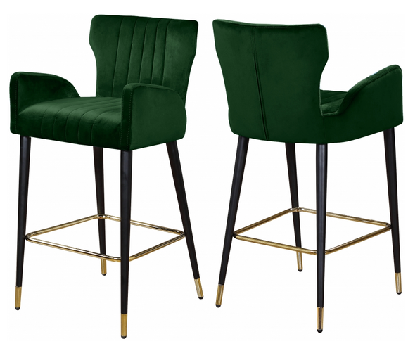 Cambridge Counter Stool S/2 Green With Black and Gold Base