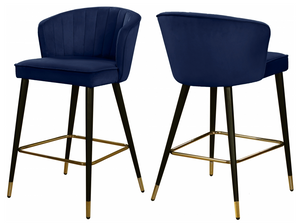 Shelly Modern Counter Stool S/2 Navy Blue
