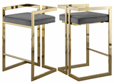 S/2 Givency Modern Counter Stool Grey/Gold