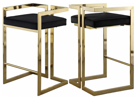 S/2 Givency Modern Counter Stool Black/Gold