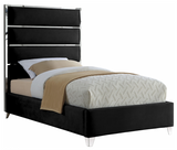 Tier Upholstered Modern Bed Black