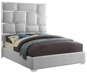 Boxx Modern Chrome Bed White