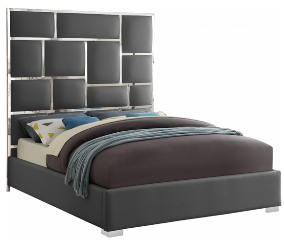Boxx Modern Chrome Bed Grey