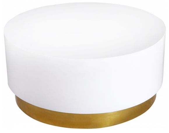 Decorum Modern White Round Coffee Table With Gold Base