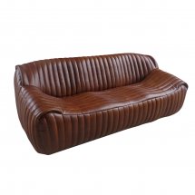 Channel Leather Sleek Sofa